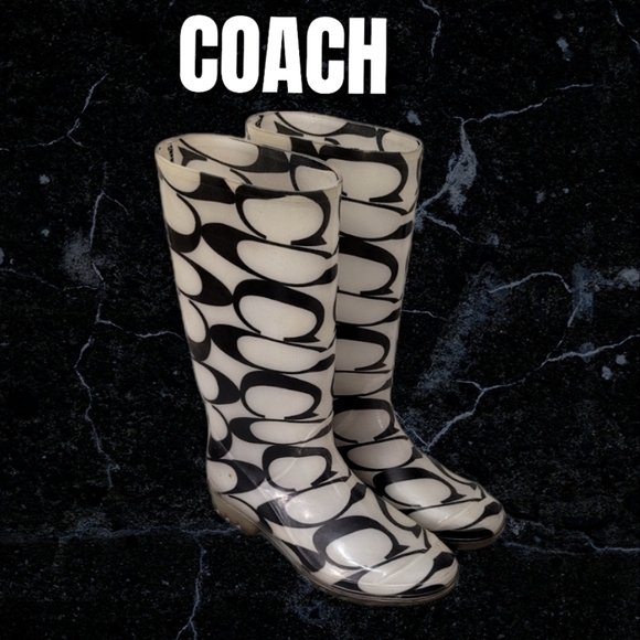Coach Pixy C Logo Rain Boots Womens 8